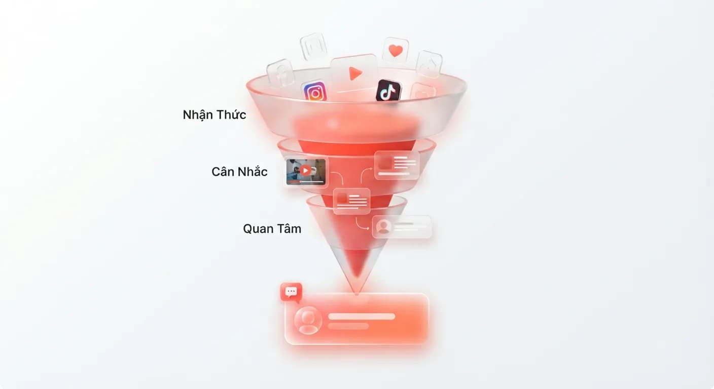 Quy trình xây dựng content funnel trong content social giúp tối ưu tỷ lệ chốt đơn qua livechat cho doanh nghiệp