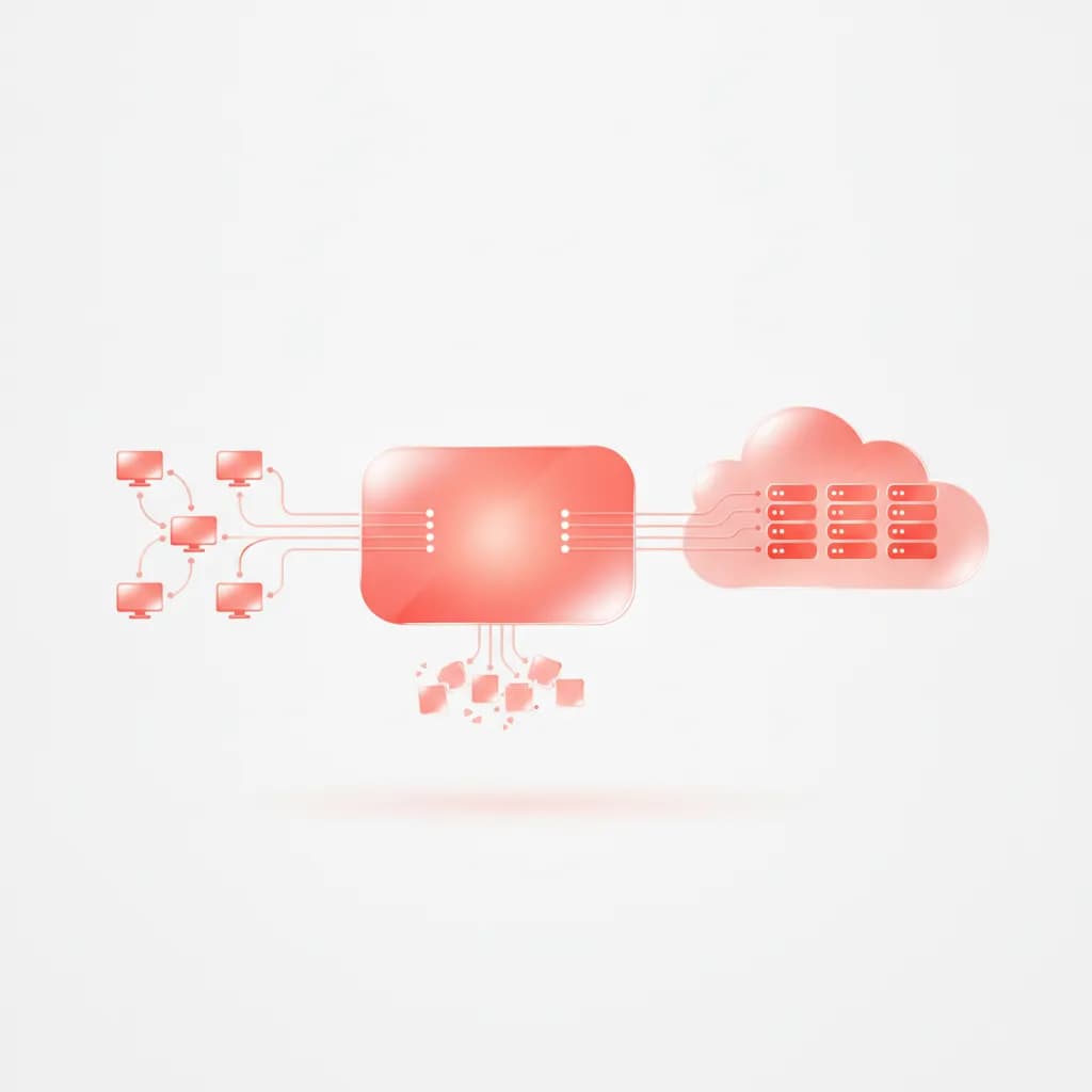Mô hình triển khai MCP server mới: nhiều máy trạm đi qua một lớp gateway trung tâm tới cụm máy chủ MCP chạy song song trên đám mây