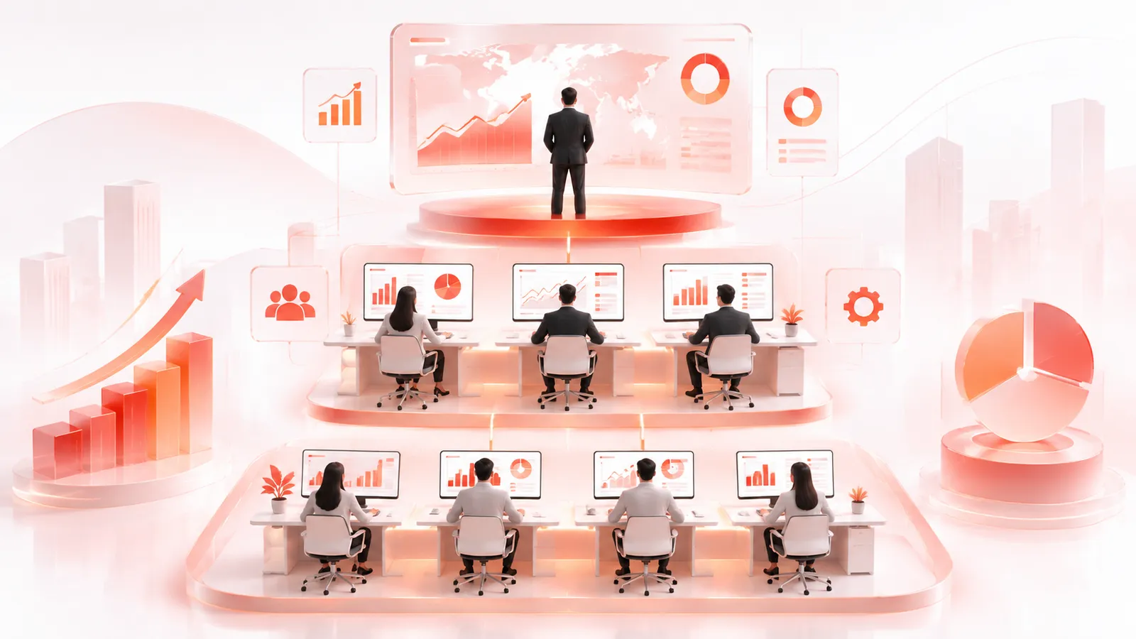 Mô hình phân tầng cấu trúc Dashboard và Report cho các cấp bậc nhân sự trong doanh nghiệp