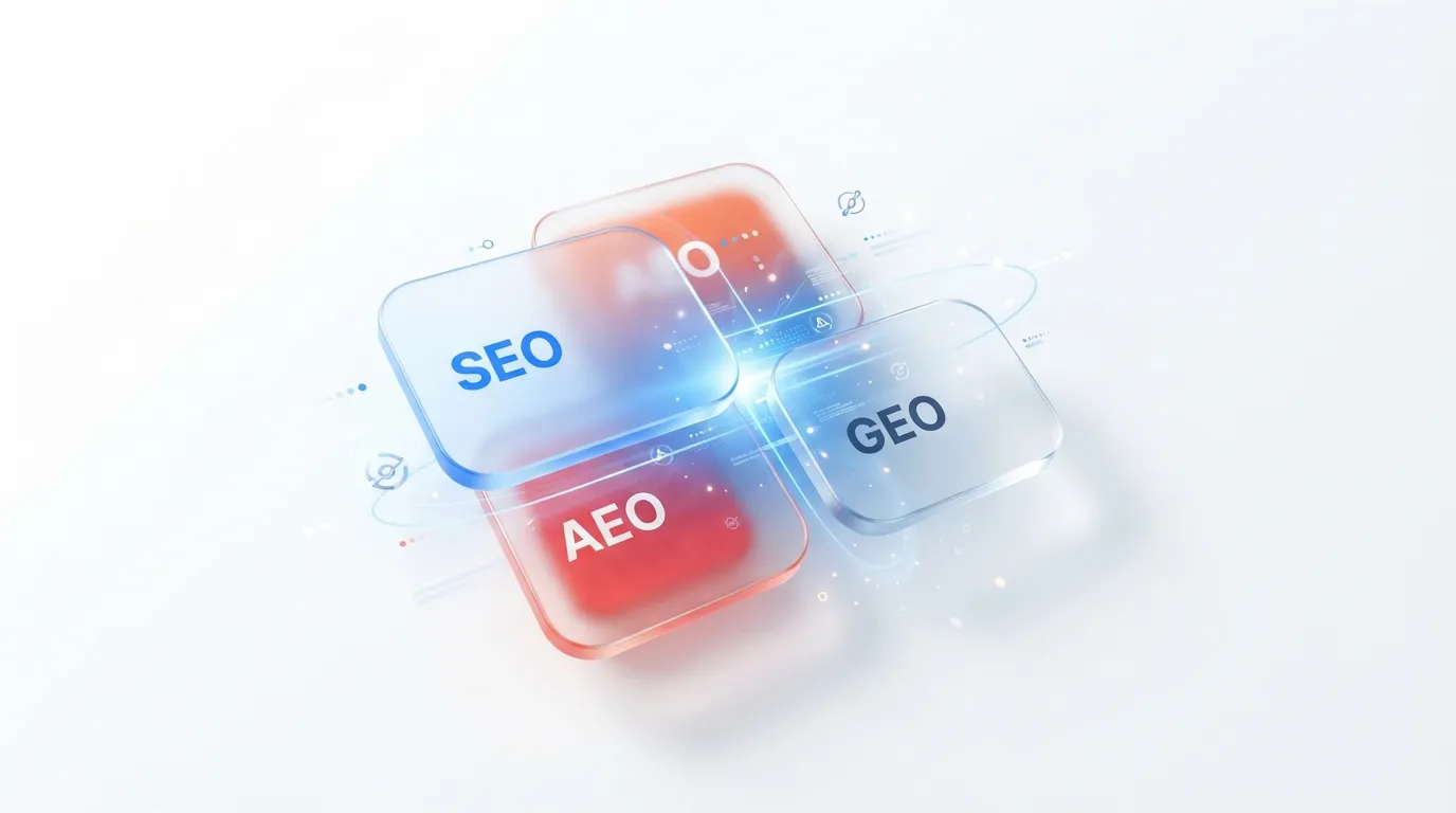 Sơ đồ mối quan hệ giữa SEO, AEO và GEO trong Marketing