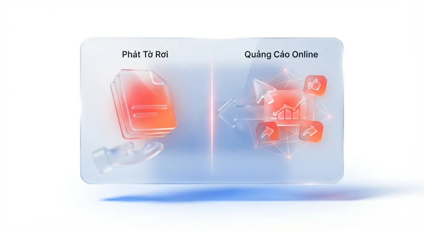 So sánh phát tờ rơi và chạy quảng cáo online